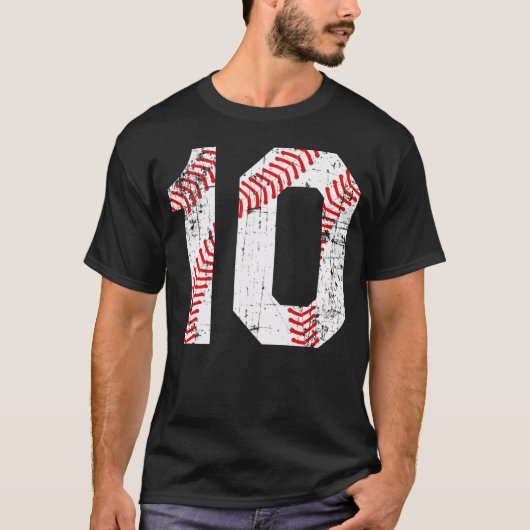 Honkbal 10 Jersey nummer T-shirt (Voorkant)