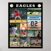 Honkbal 11 Foto Collage Speler Naam Nummer Poster (Voorkant)