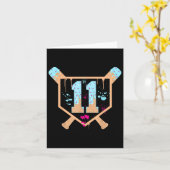 Honkbal 11 jaar oude Ice Cream Drip 11e verjaardag Kaart (Gele Bloem)