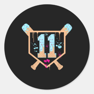 Honkbal 11 jaar oude Ice Cream Drip 11e verjaardag Ronde Sticker