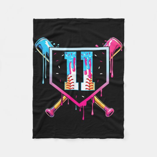 Honkbal 11 jaar oude ijsdrip 11e verjaardag fleece deken (Voorkant)