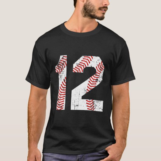 Honkbal 12 Jersey nummer T-shirt (Voorkant)