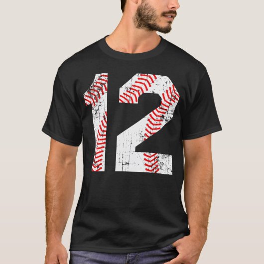 Honkbal 12 Jersey nummer T-shirt (Voorkant)
