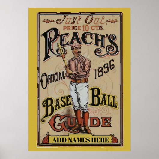 honkbal 1886 Tekst toevoegen Poster (Voorkant)