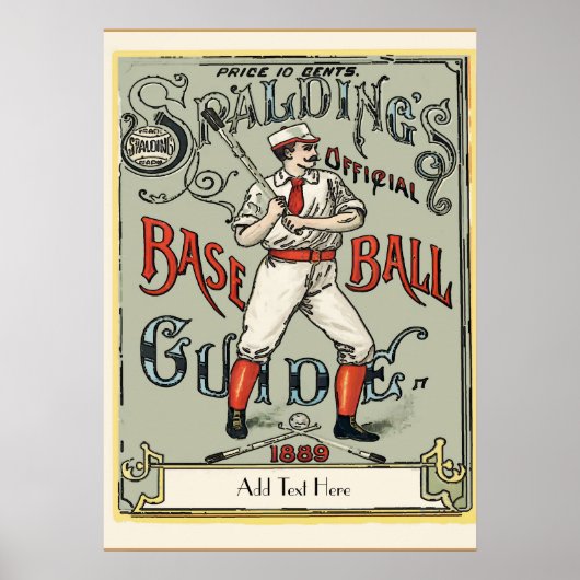 honkbal 1889 Tekst toevoegen Poster (Voorkant)