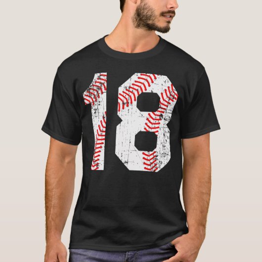 Honkbal 18 Jersey nummer T-shirt (Voorkant)