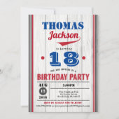 Honkbal 18e verjaardag uitnodiging. rustiek hout kaart (Voorkant)