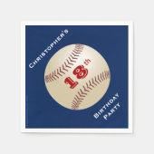 Honkbal, 18e verjaardagsfeest, naam, blauw papier servet (Voorkant)
