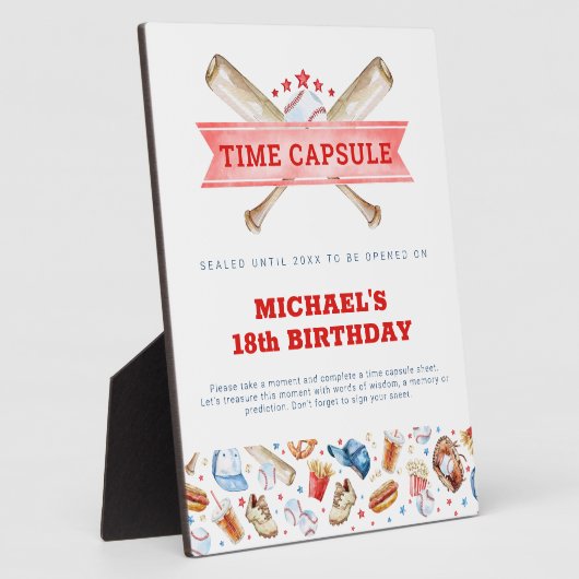 Honkbal 1e verjaardag Capsule teken Fotoplaat (Zijkant)