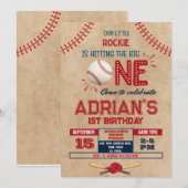 Honkbal 1e verjaardag jongen kaart (Voorkant / Achterkant)