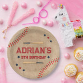 Honkbal 1e verjaardag jongen papieren bordje (Feest)