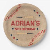 Honkbal 1e verjaardag jongen papieren bordje (Voorkant)
