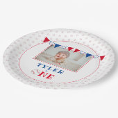 Honkbal 1e Verjaardag Party Foto Papieren Bordje (Gekanteld)