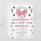 Honkbal 1e Verjaardag Rookie Party Kaart (Voorkant)