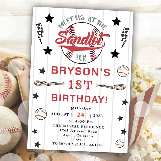 Honkbal 1e Verjaardag Rookie Party Kaart