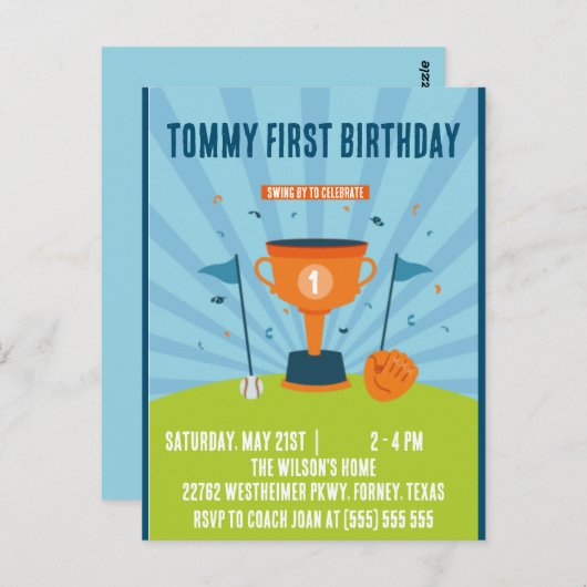 Honkbal 1e verjaardag Sport Thema Briefkaart (Voorkant / Achterkant)