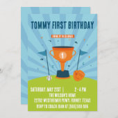 Honkbal 1e verjaardag sport thema kaart (Voorkant / Achterkant)