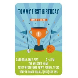 Honkbal 1e verjaardag sport thema magneet