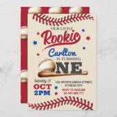 Honkbal 1e verjaardag uitnodiging (Voorkant / Achterkant)