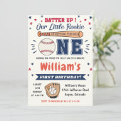 Honkbal 1e Verjaardagsfeest Batter Op Kaart (Staand voorkant)