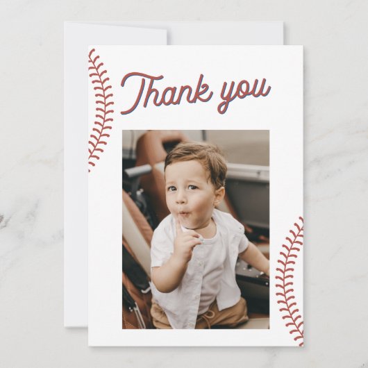 Honkbal 1e verjaardagsfeestje bedankje kaart (Voorkant)