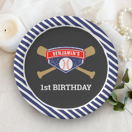 Honkbal 1e verjaardagsfeestje papieren bordje