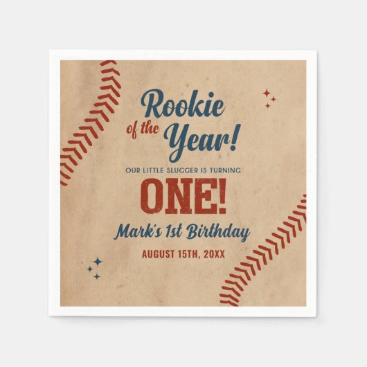  honkbal 1e verjaardagsfeestje servetten (Voorkant)