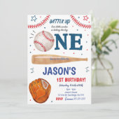 Honkbal 1ST verjaardagsuitnodiging  Kaart (Staand voorkant)