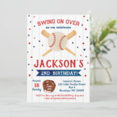 Honkbal 2e Tweede Derde 3e Verjaardag uitnodiginge Kaart (Staand voorkant)