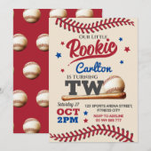 Honkbal 2e tweede verjaardag uitnodiging (Voorkant / Achterkant)