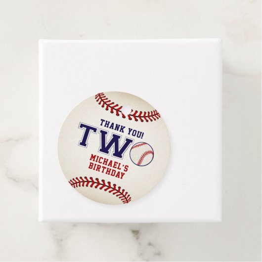 Honkbal 2e verjaardag bedankjes labels (In situ)