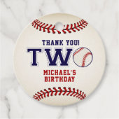 Honkbal 2e verjaardag bedankjes labels (Voorkant)