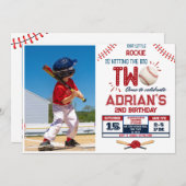 Honkbal 2e verjaardag jongen foto kaart (Voorkant / Achterkant)