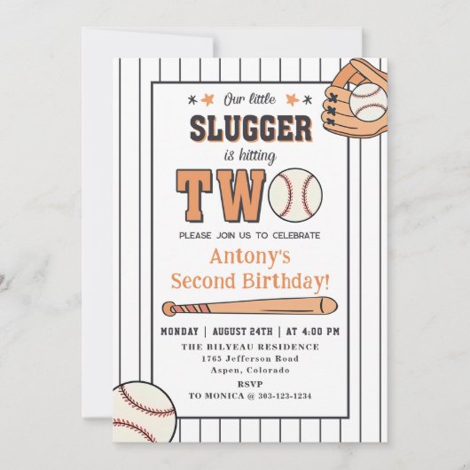 Honkbal 2e Verjaardag  Rookie Party Kaart (Voorkant)