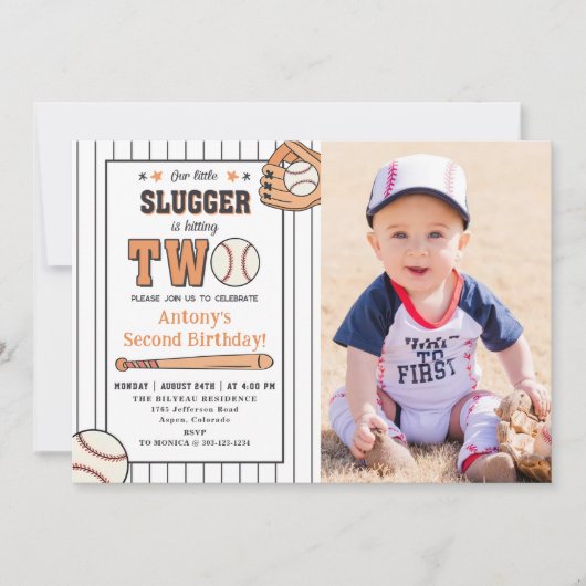 Honkbal 2e Verjaardag Rookie Party Kaart (Voorkant)