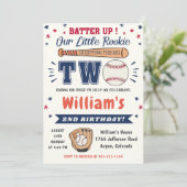 Honkbal 2e verjaardagsfeestje Batter Up Kaart (Staand voorkant)