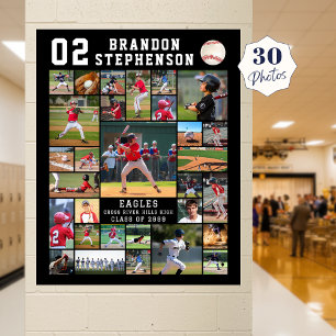 Honkbal 30 Foto Collage Speler Nummer Naam Poster