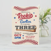 Honkbal 3e verjaardag uitnodiging (Staand voorkant)