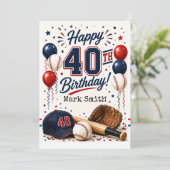 Honkbal 40e verjaardagsfeestje  kaart (Staand voorkant)