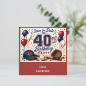 Honkbal 40e verjaardagsfeestje  kaart (Staand voorkant)
