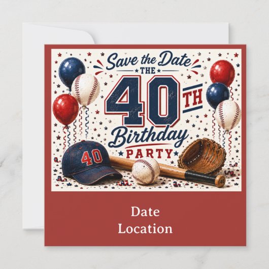 Honkbal 40e verjaardagsfeestje  kaart (Voorkant)