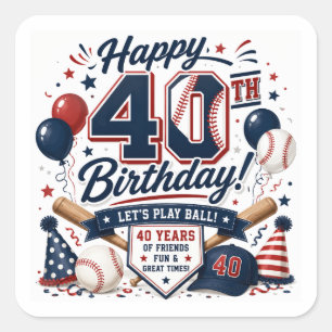 Honkbal 40e verjaardagsfeestje  vierkante sticker