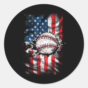 Honkbal 4 juli Amerikaanse vlag Mannen Boys Ronde Sticker