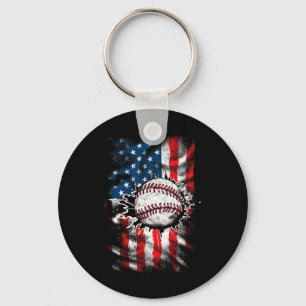 Honkbal 4 juli Amerikaanse vlag Mannen Boys Sleutelhanger