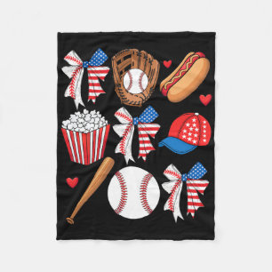Honkbal 4 juli Coquette Bow Dames Meisjes Base Fleece Deken