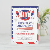 Honkbal 4 juli-feest kaart (Staand voorkant)