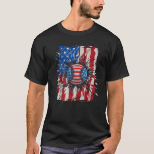  honkbal 4 juli Mannen Amerikaanse vlag T-shirt