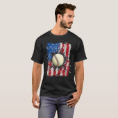  honkbal 4 juli Mannen Amerikaanse vlag T-shirt (Voorkant volledig)