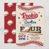 Honkbal 4e verjaardag uitnodiging (Voorkant / Achterkant)