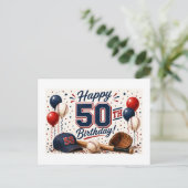 Honkbal 50e verjaardag briefkaart (Staand voorkant)